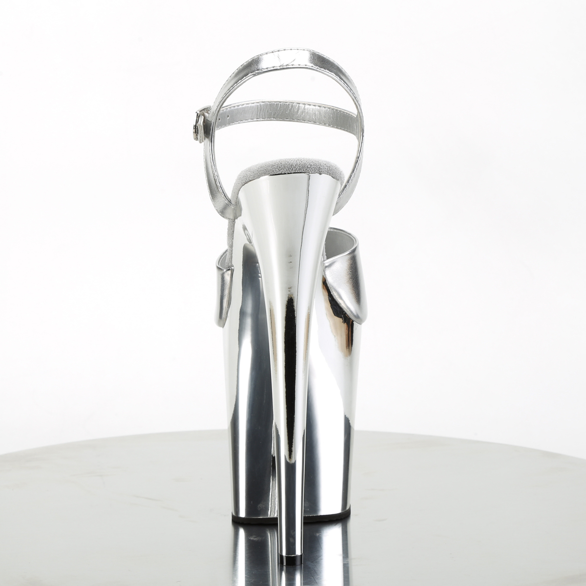 Pleaser Flamingo-809 SPU/SCH - Strieborné sandále na vysokej platforme