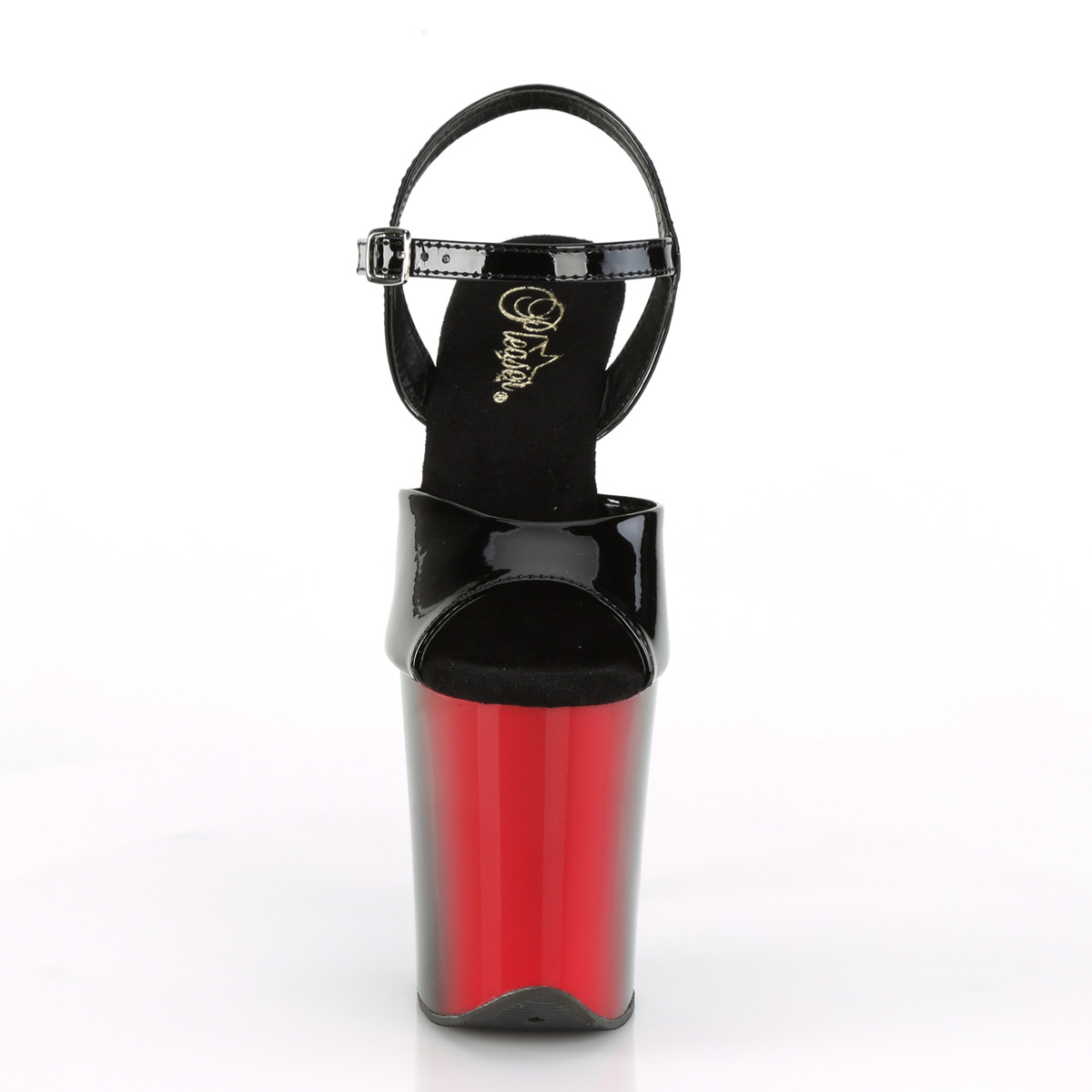 Pleaser Flamingo-809BR B/R-B - Lesklé čierne sandále na vysokej platforme