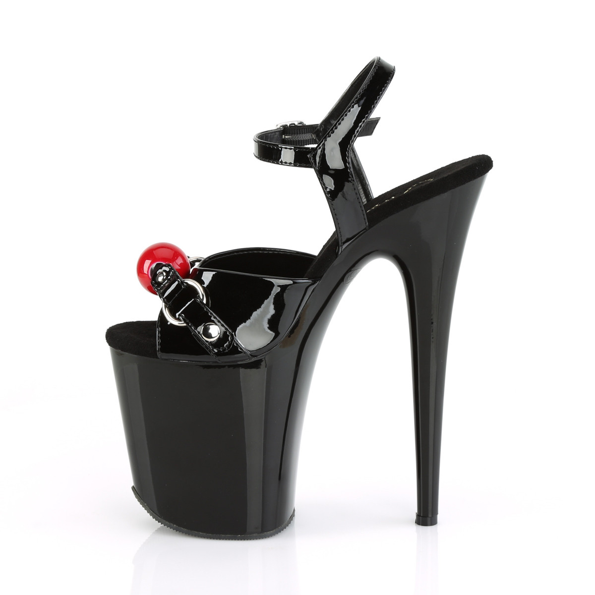 Pleaser Flamingo-809GB B/M - Lesklé čierne sandále na vysokej platforme
