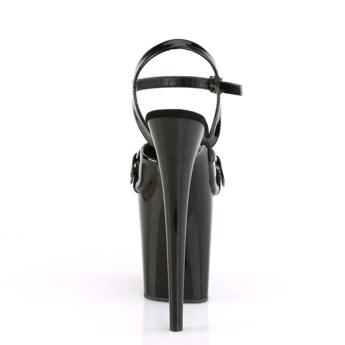 Pleaser Flamingo-809GB B/M - Lesklé čierne sandále na vysokej platforme