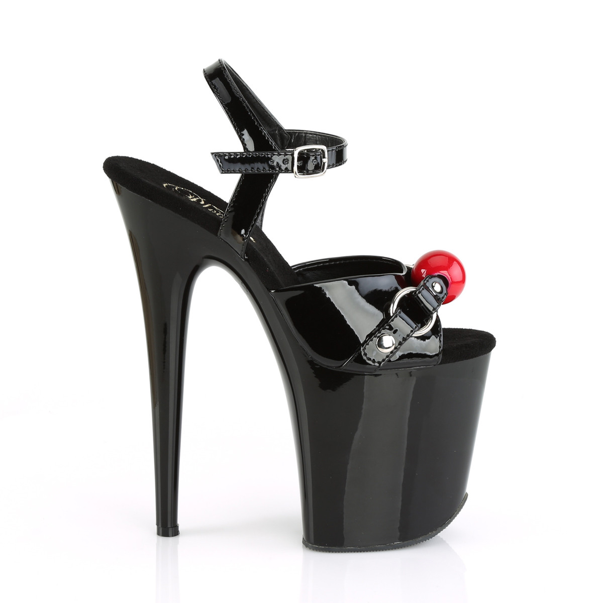 Pleaser Flamingo-809GB B/M - Lesklé čierne sandále na vysokej platforme