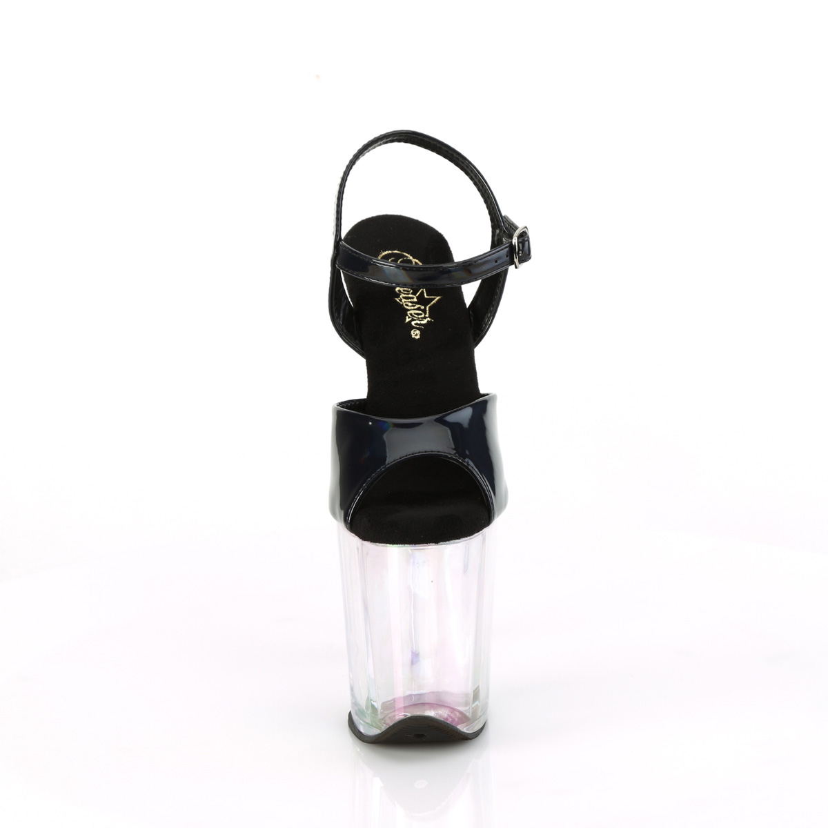Pleaser Flamingo-809HT BHG/HG - Lesklé čierne sandále na vysokej platforme