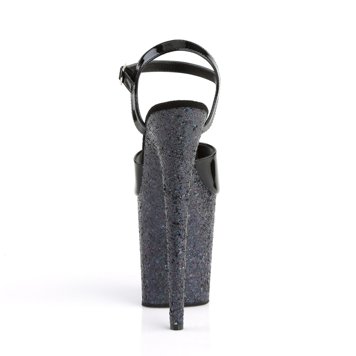 Pleaser Flamingo-809LG B/M - Lesklé čierne sandále na vysokej platforme