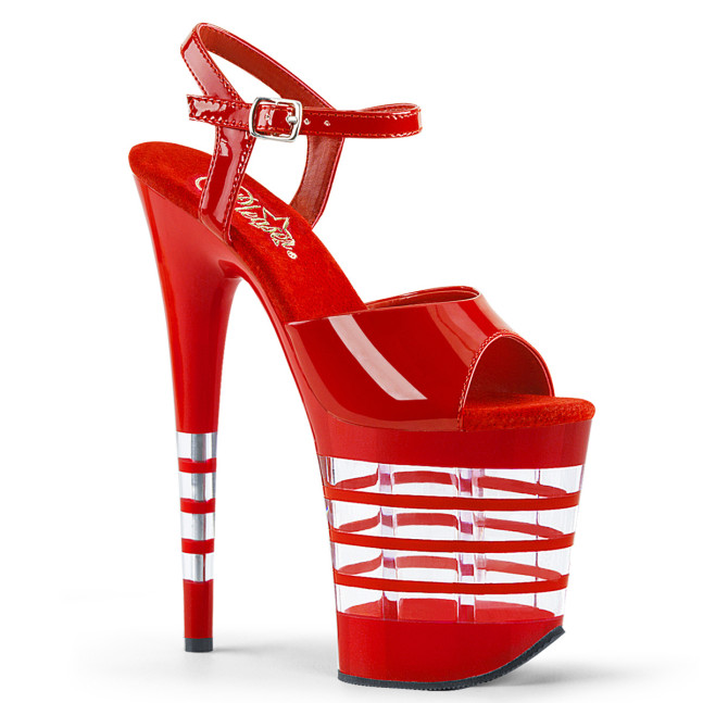 Pleaser Flamingo-809LN R/M - Lesklé červené sandále na vysokej platforme