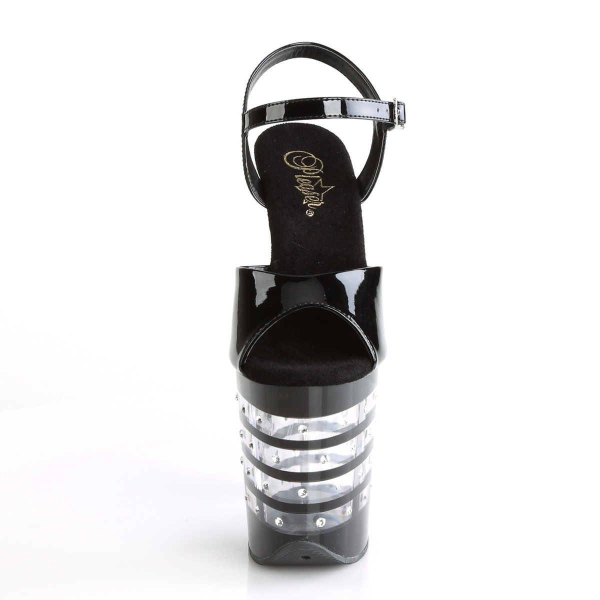 Pleaser Flamingo-809LNRS B/M - Lesklé čierne sandále na vysokej platforme