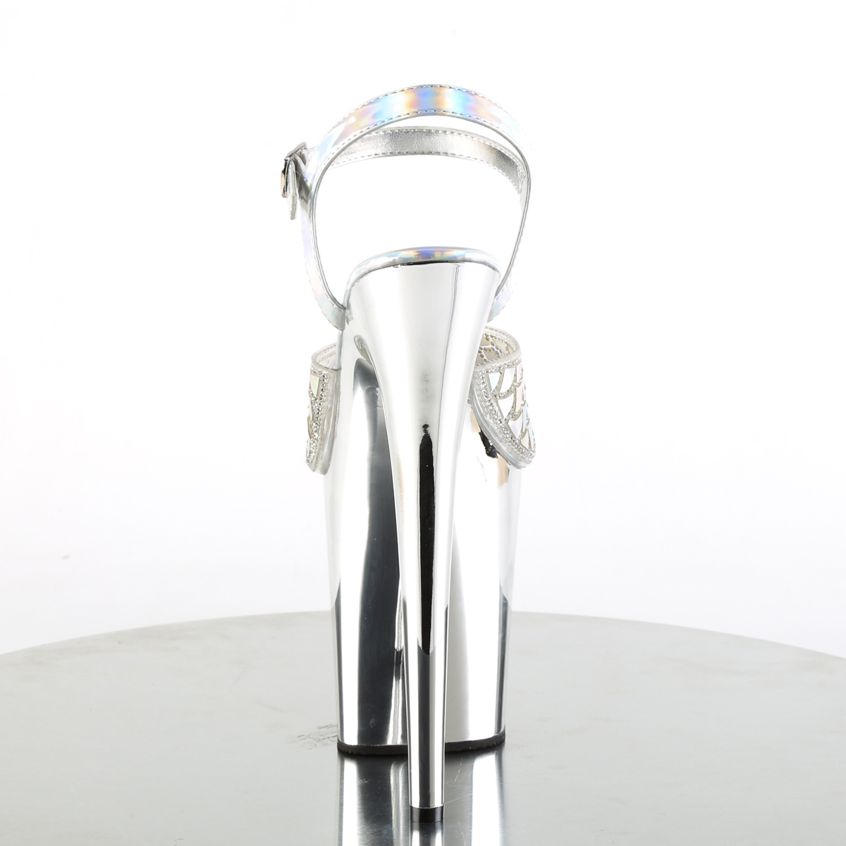 Pleaser Flamingo-809MMRS SHG/SCH - Strieborné sandále na vysokej platforme