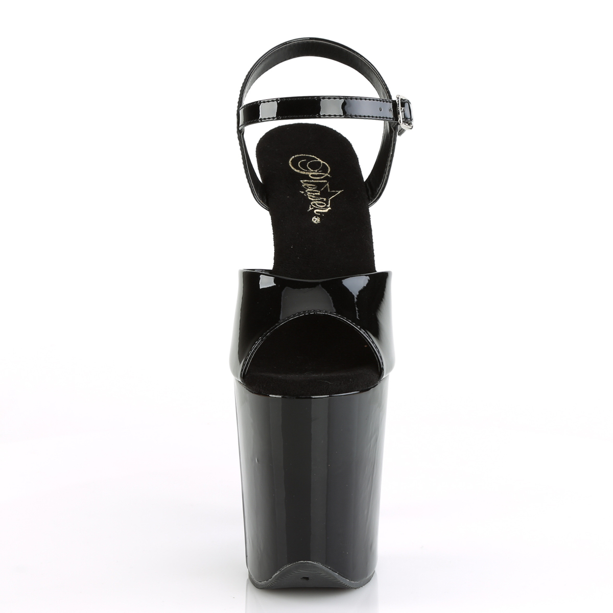 Pleaser Flamingo-809Z B/M - Lesklé čierne sandále na vysokej platforme