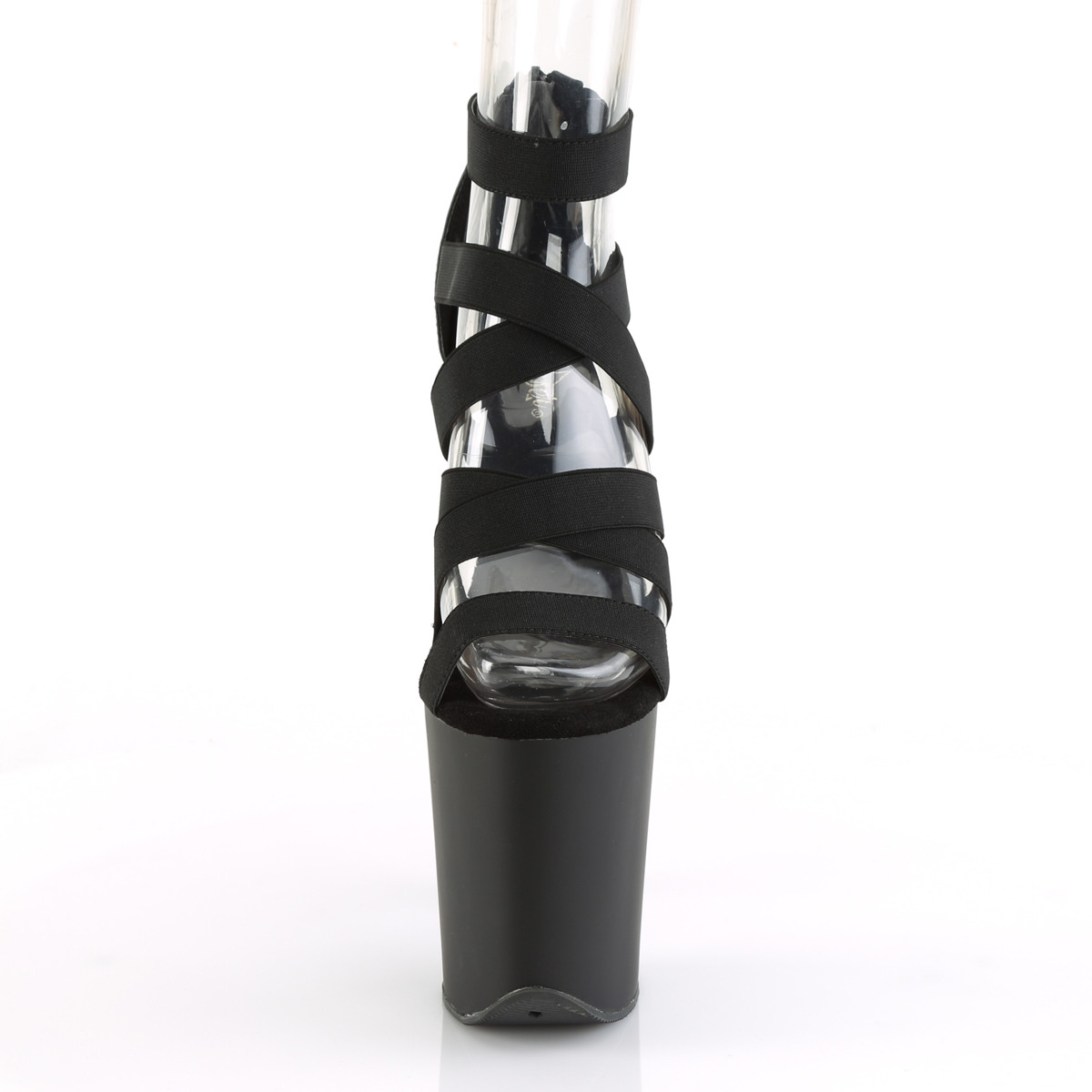 Pleaser Flamingo-859 BELS-PU/M - Čierne topánky s remienkom cez kotník na vysokej platforme