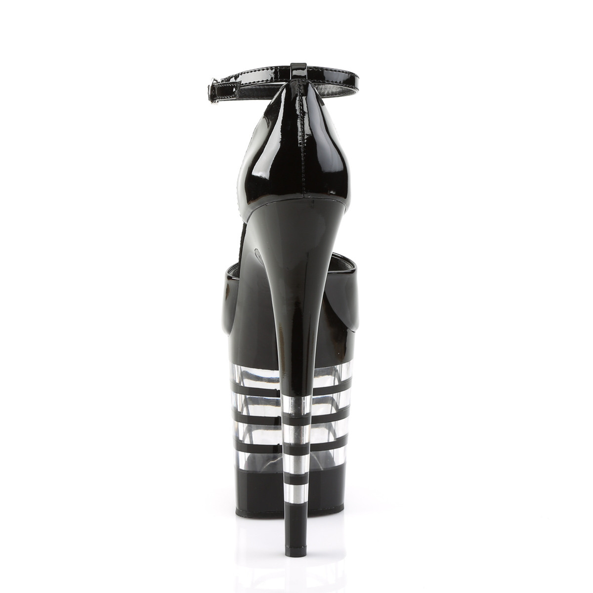 Pleaser Flamingo-889LN B/M - Lesklé čierne topánky s remienkom cez kotník na vysokej platforme