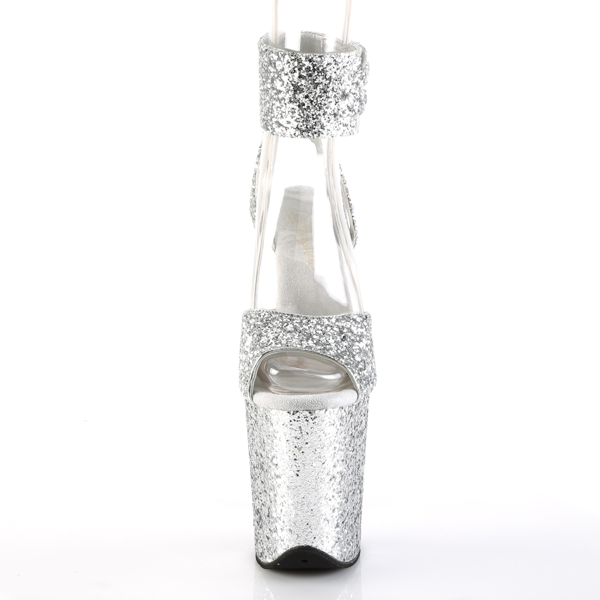 Pleaser Flamingo-891LG SG/M - Strieborné topánky s remienkom cez kotník na vysokej platforme