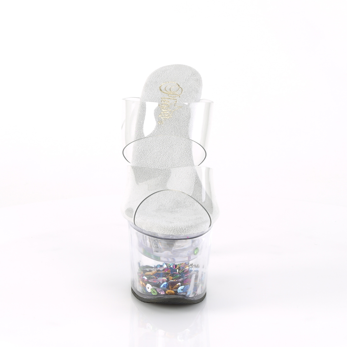 Pleaser Flashdance-702SQ C/C-SQ - Priehľadné svietiace sandále na vysokej platforme