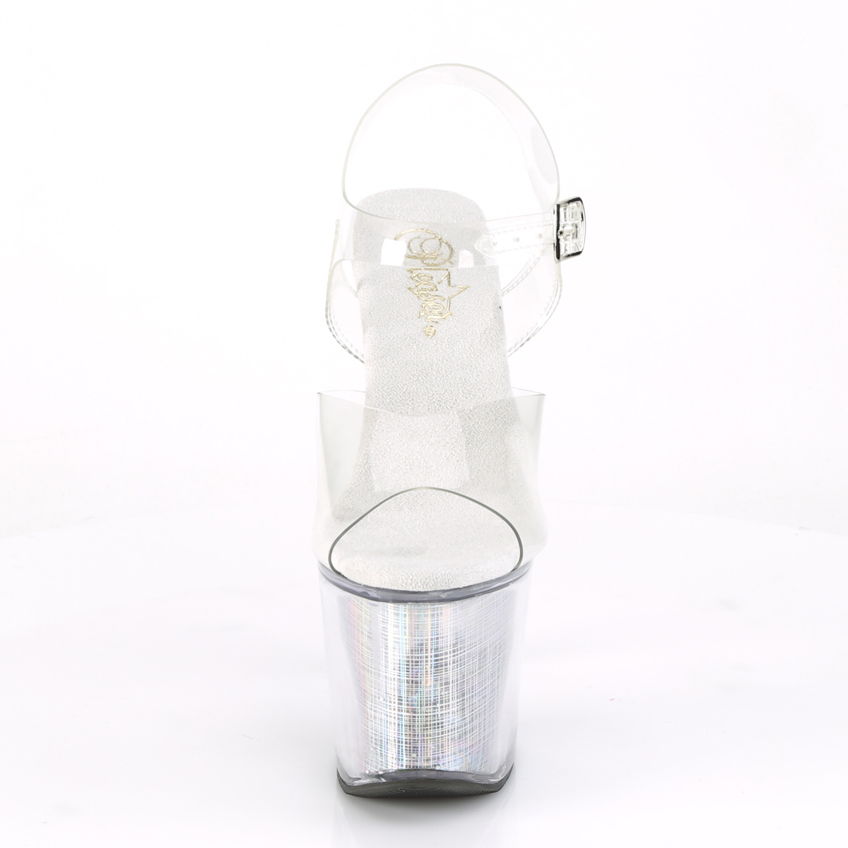 Pleaser Flashdance-708SCHSQ C/CSQ - Priehľadné svietiace sandále na vysokej platforme