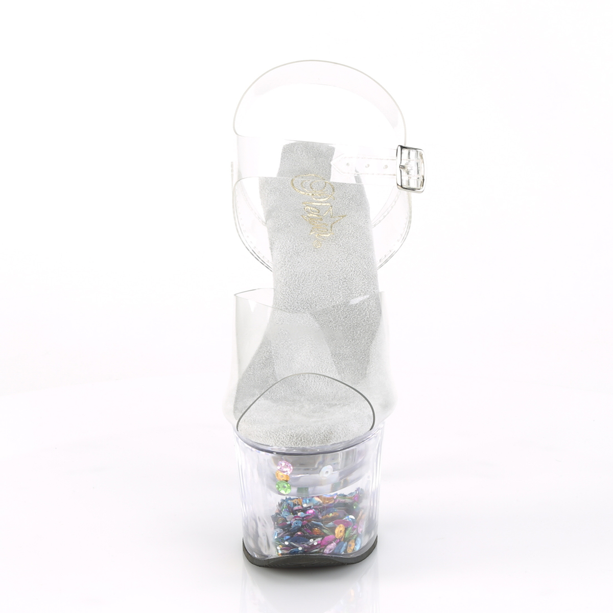 Pleaser Flashdance-708SQ C/C-SQ - Priehľadné svietiace sandále na vysokej platforme