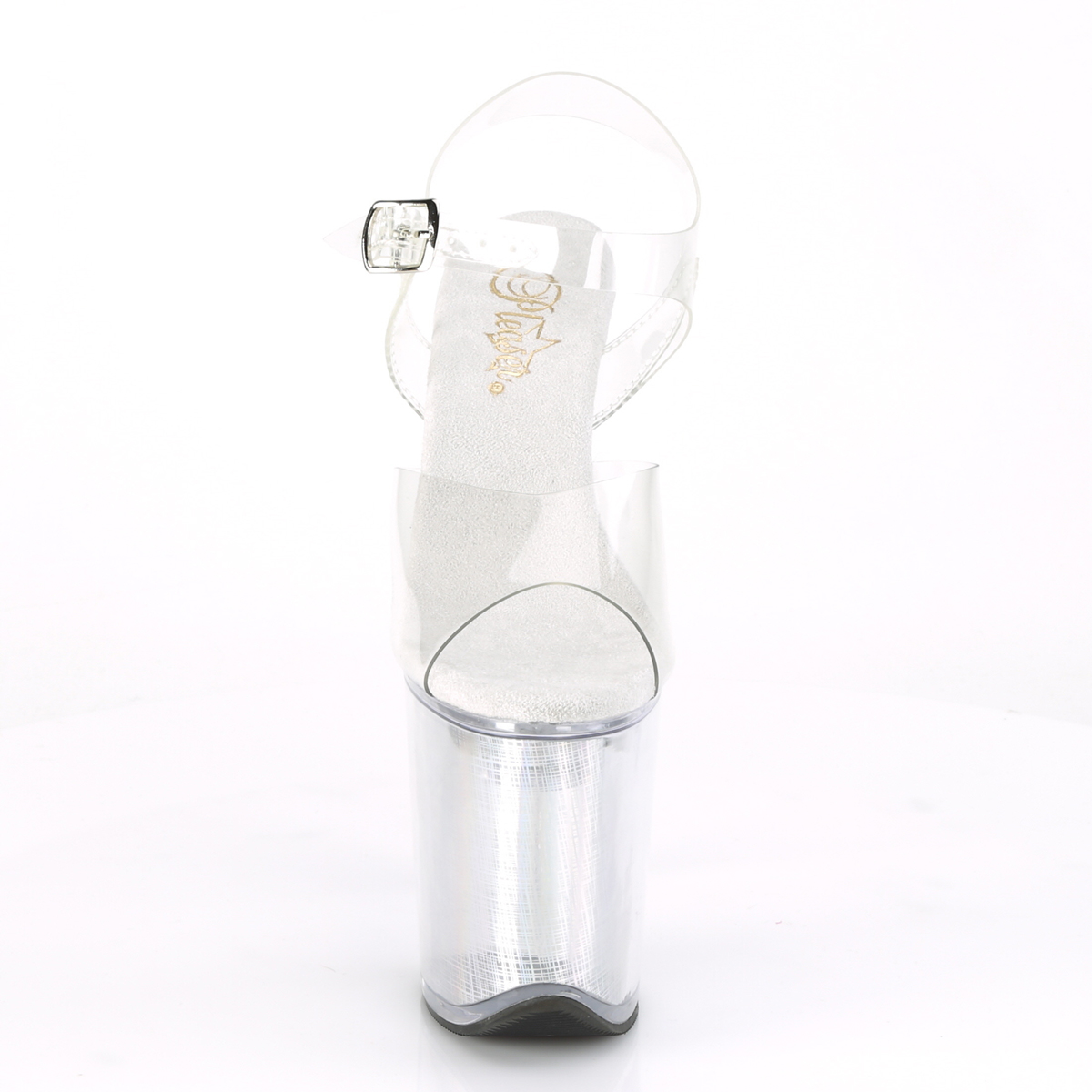 Pleaser Flashdance-808CH C/SHG - Priehľadné svietiace sandále na vysokej platforme