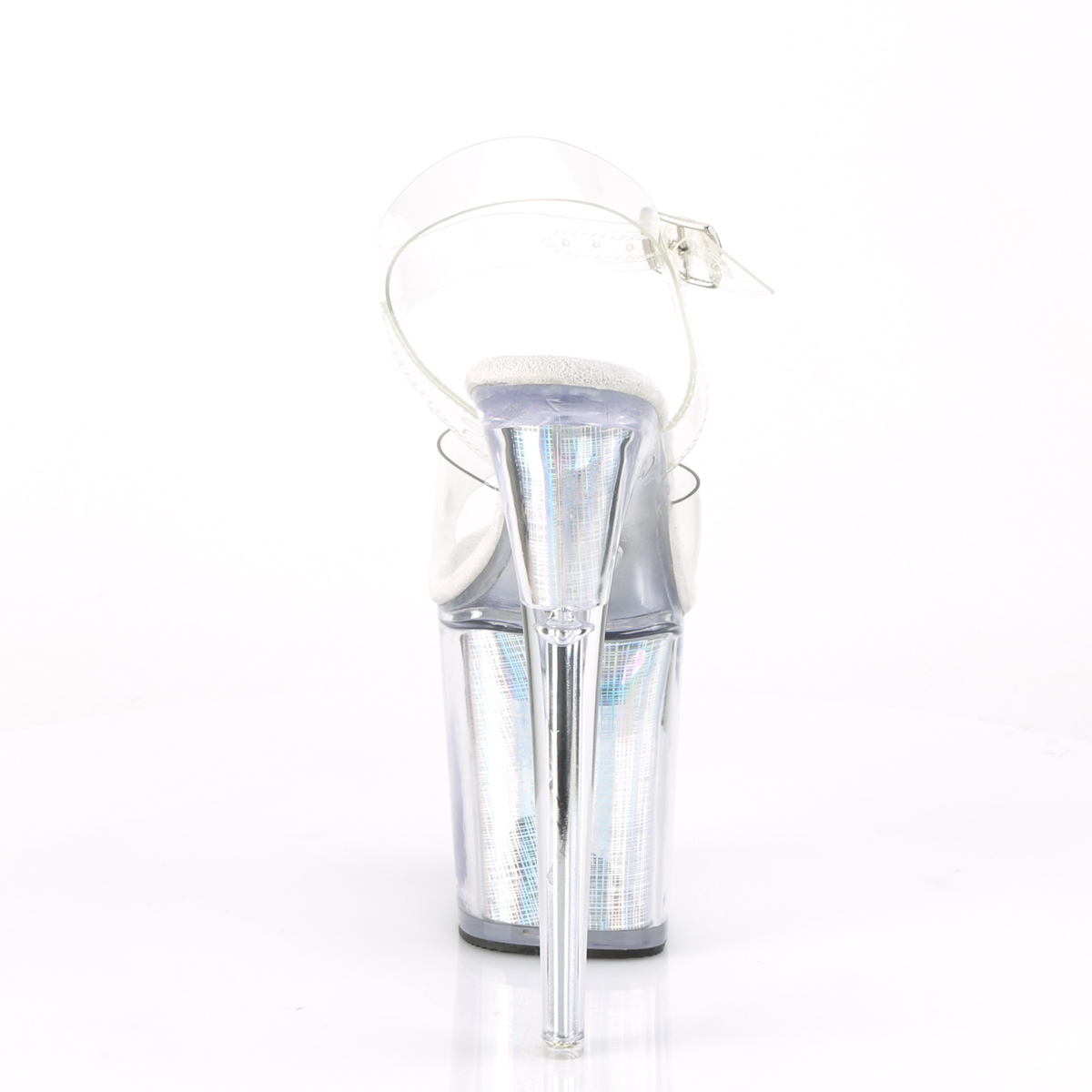 Pleaser Flashdance-808CH C/SHG - Priehľadné svietiace sandále na vysokej platforme