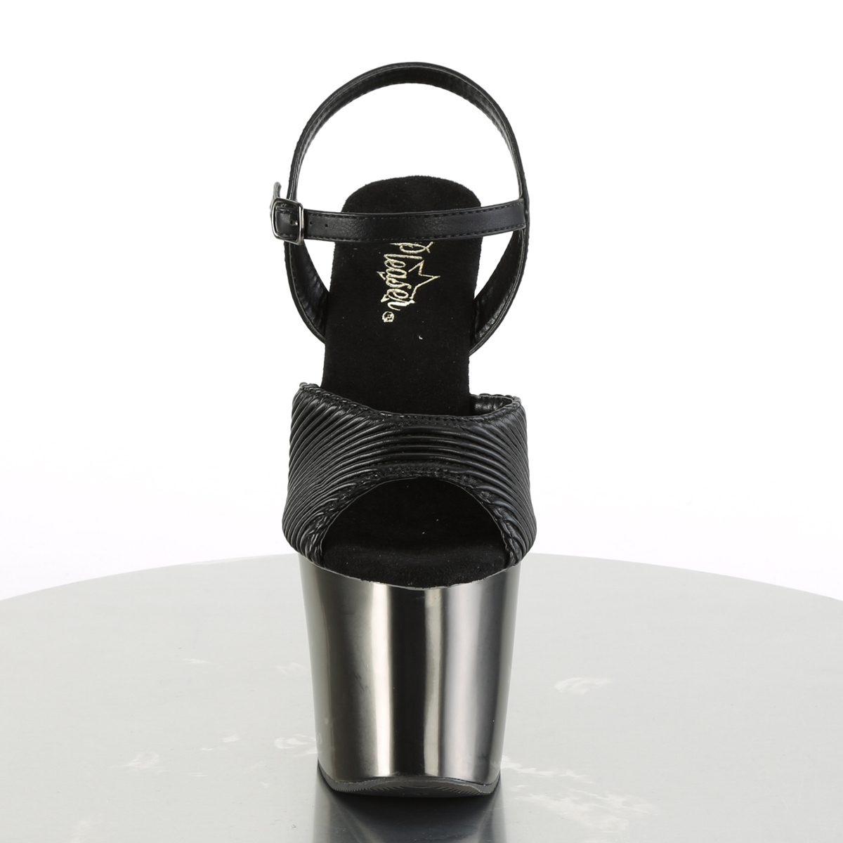 Pleaser Hex-709 BQTPU/PWCH - Čierne sandále na vysokej platforme