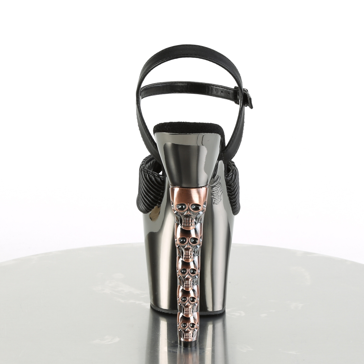 Pleaser Hex-709 BQTPU/PWCH - Čierne sandále na vysokej platforme