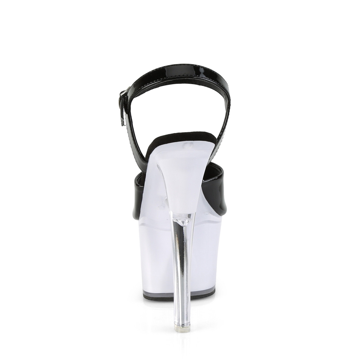 Pleaser Illuminator-709 B/WGLOW - Lesklé čierne svietiace sandále na vysokej platforme