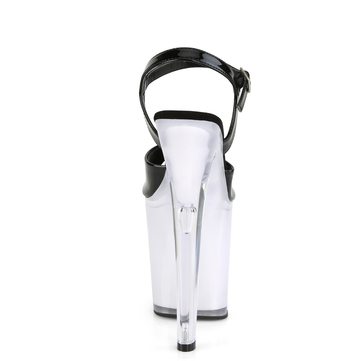 Pleaser Illuminator-809 B/WGLOW - Lesklé čierne svietiace sandále na vysokej platforme