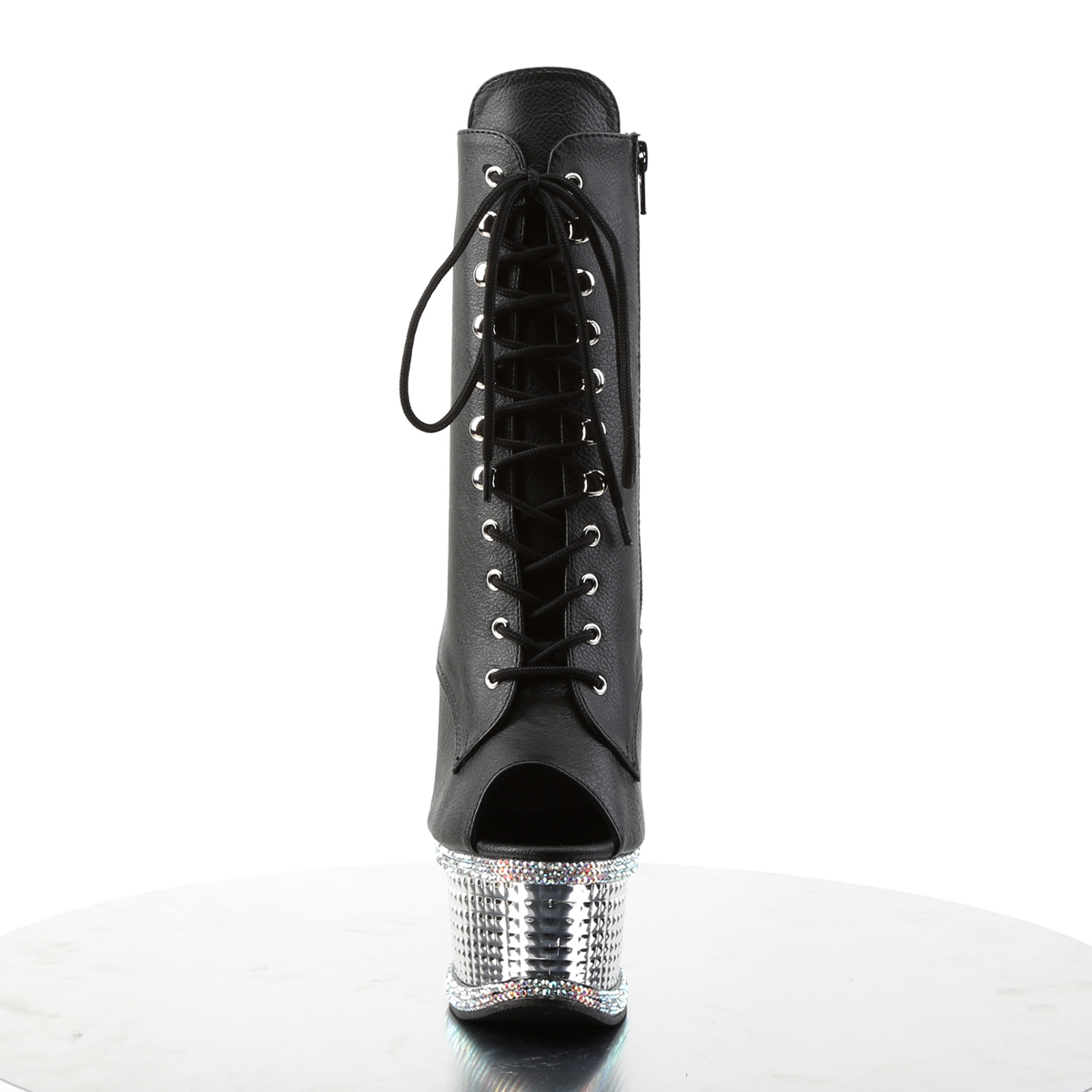 Pleaser Illusion-1021RS BPU/SCH - Čierne kotníkové čižmy na platforme s vysokými podpätkami