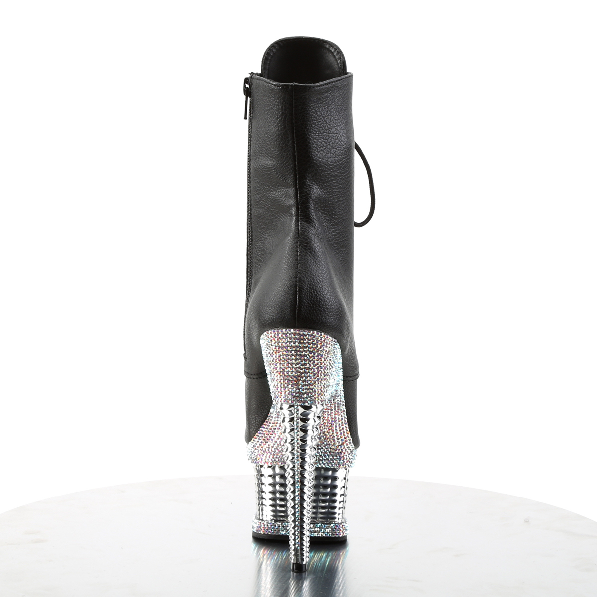 Pleaser Illusion-1021RS BPU/SCH - Čierne kotníkové čižmy na platforme s vysokými podpätkami