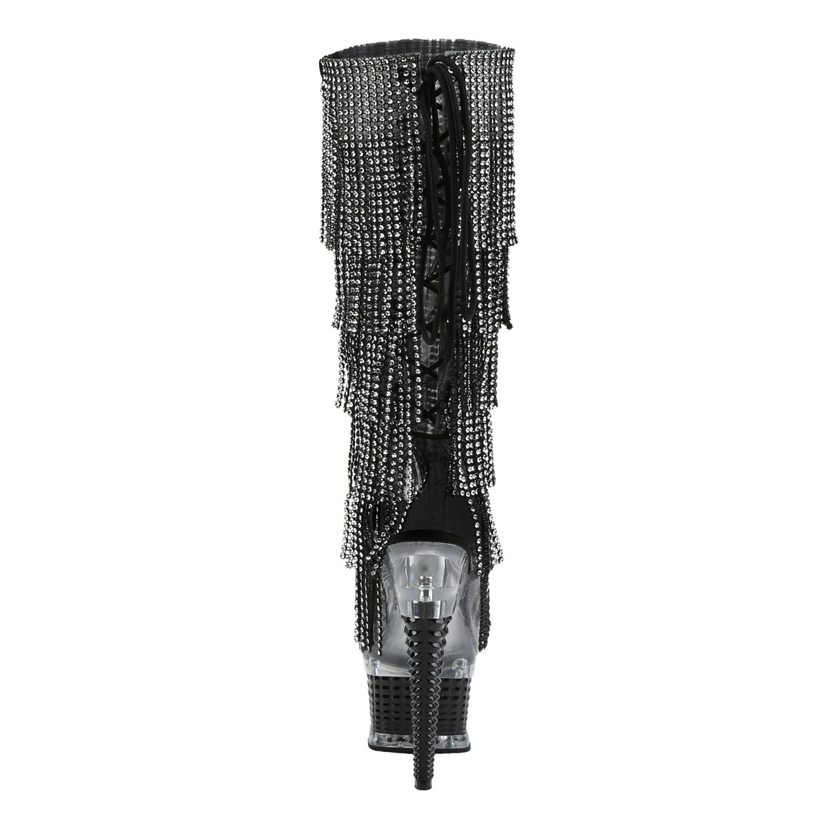 Pleaser Illusion-2017RSF SMKTPU/B - Strieborné čižmy s otvorenou špičkou na platforme s vysokými podpätkami