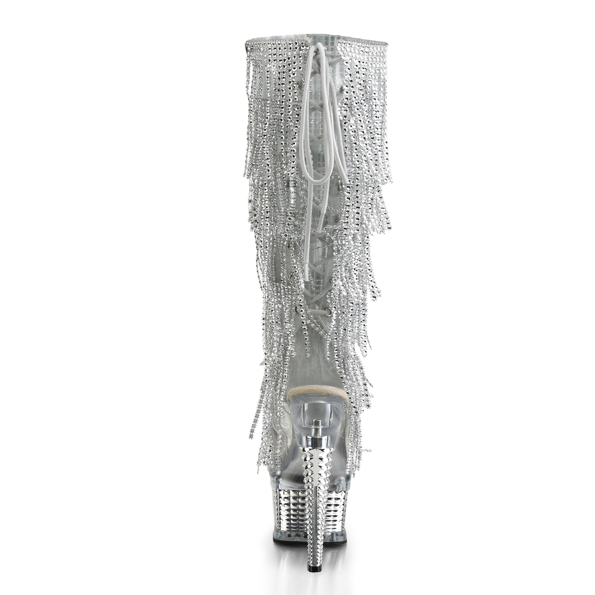 Pleaser Illusion-2017RSF STPU/SCH - Strieborné čižmy s otvorenou špičkou na platforme s vysokými podpätkami