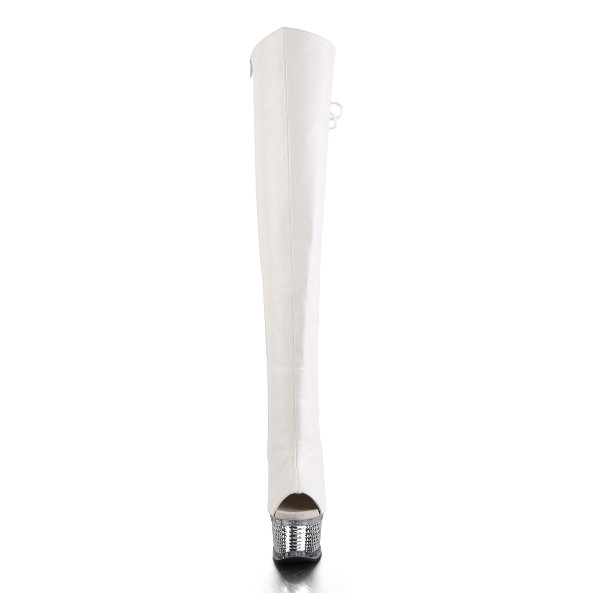 Pleaser Illusion-3019 WPU/SCH - Biele čižmy s otvorenou špičkou na platforme s vysokými podpätkami
