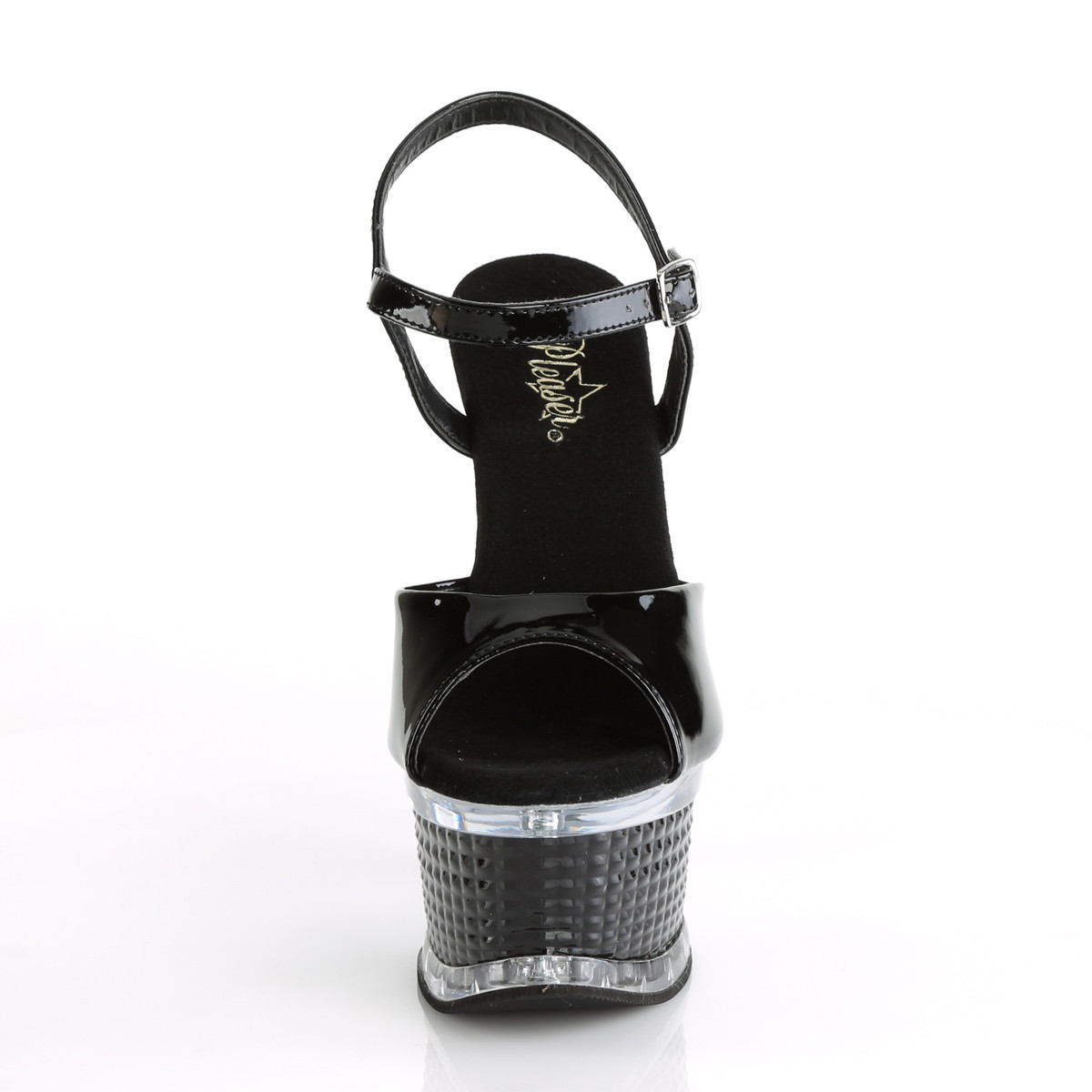 Pleaser Illusion-659 B/M - Lesklé čierne sandále na platforme s vysokými podpätkami