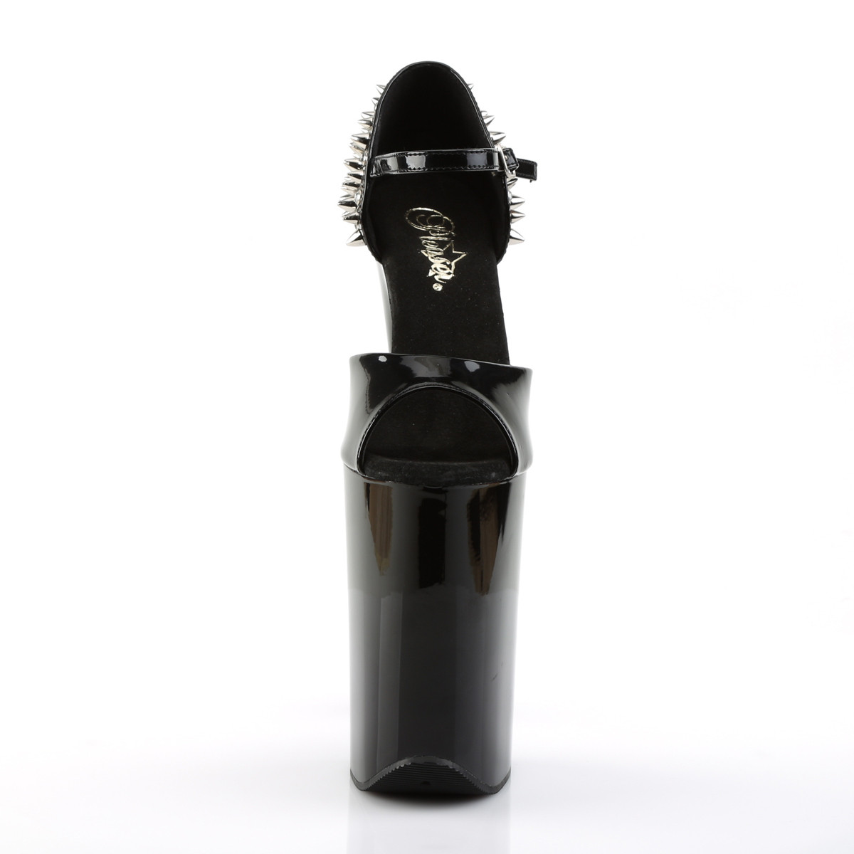 Pleaser Infinity-912SP B/M - Lesklé čierne sandále na vysokej platforme