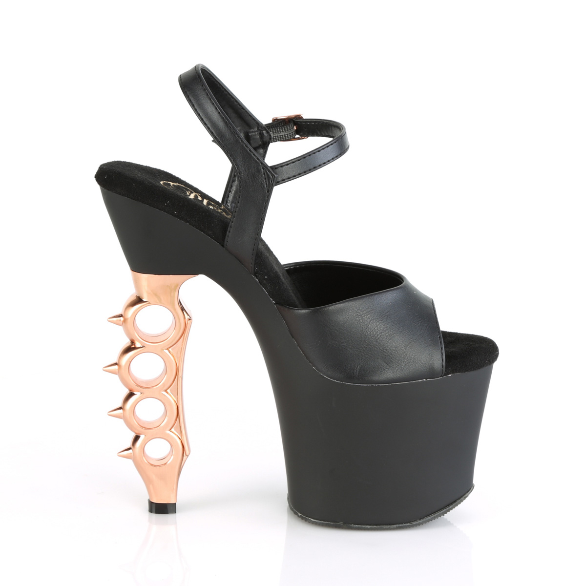 Pleaser Irongrip-709 BPU/B-COPCH - Čierne sandále na vysokej platforme