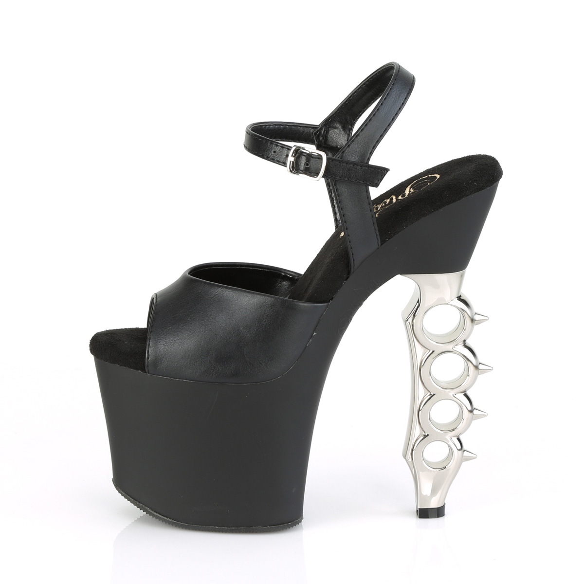 Pleaser Irongrip-709 BPU/B-SCH - Čierne sandále na vysokej platforme