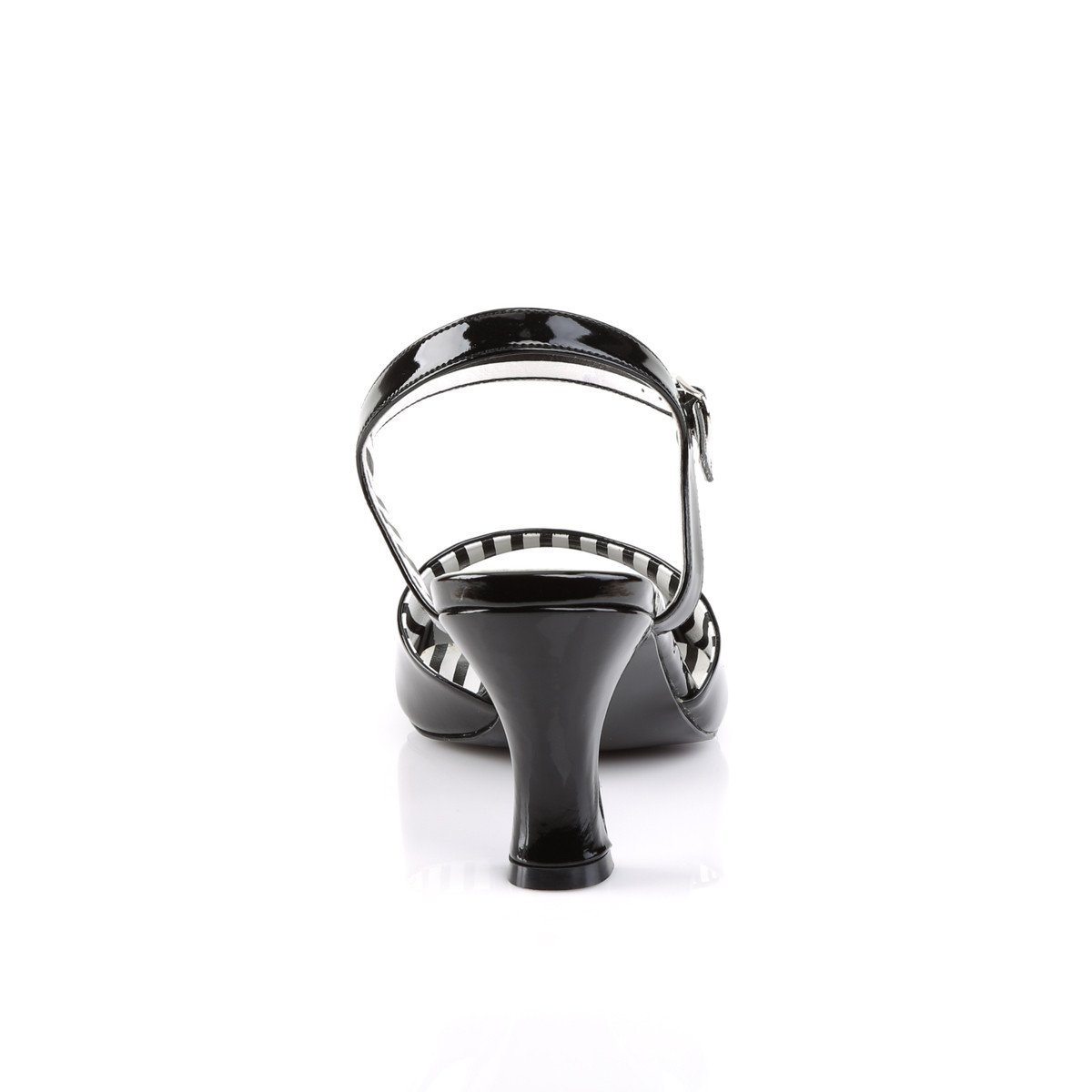 Pleaser Pink Label Jenna-09 B - Lesklé čierne sandále so širokými podpätkami