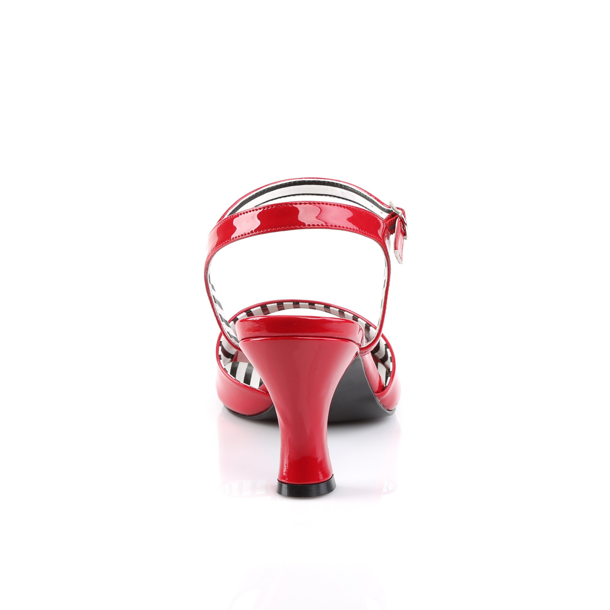 Pleaser Pink Label Jenna-09 R - Lesklé červené sandále so širokými podpätkami