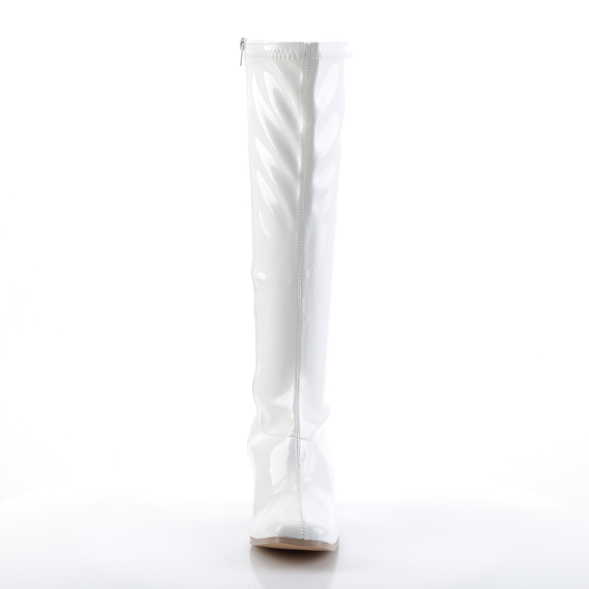 Funtasma Kiki-350 W - Lesklé biele čižmy so širokými podpätkami