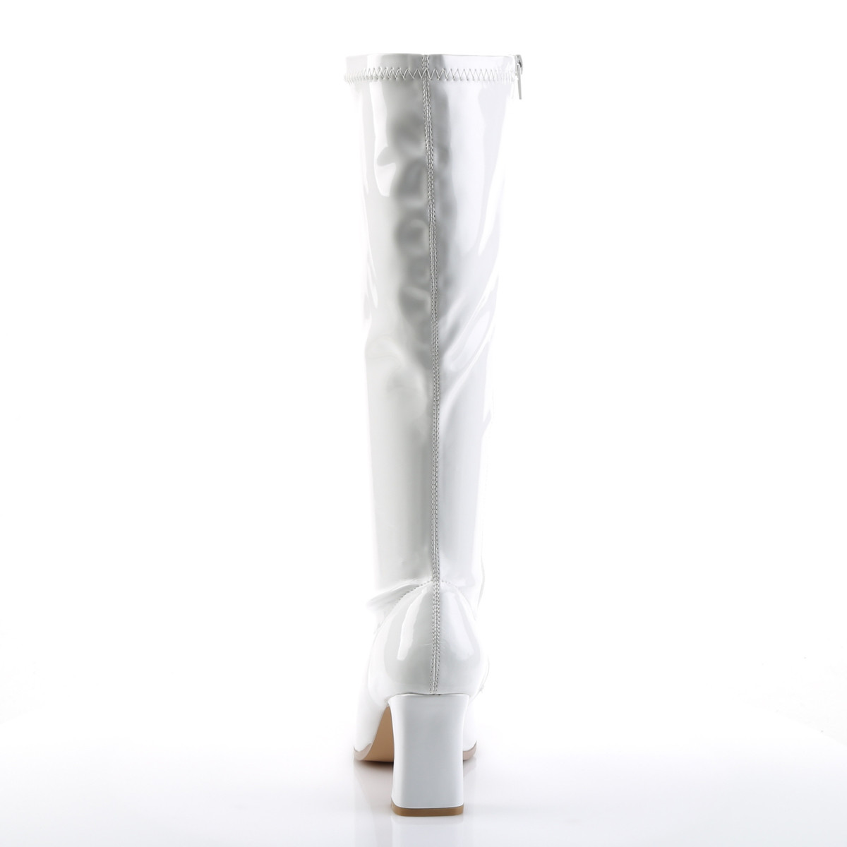 Funtasma Kiki-350 W - Lesklé biele čižmy so širokými podpätkami
