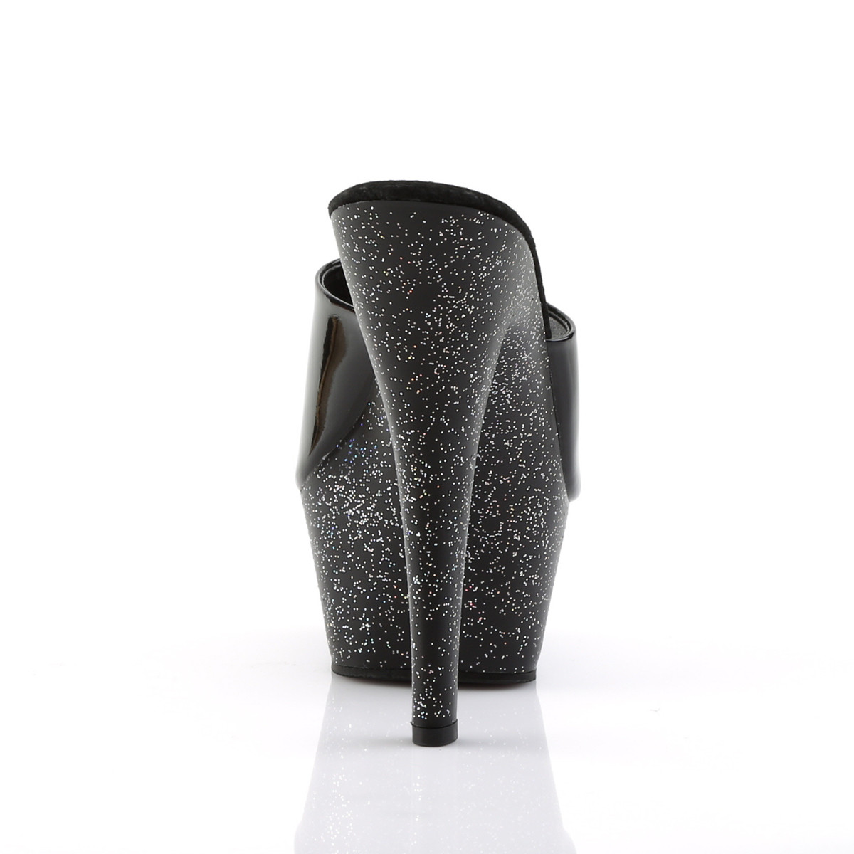 Pleaser Kiss-201MG B/M - Lesklé čierne šľapky na platforme s vysokými podpätkami