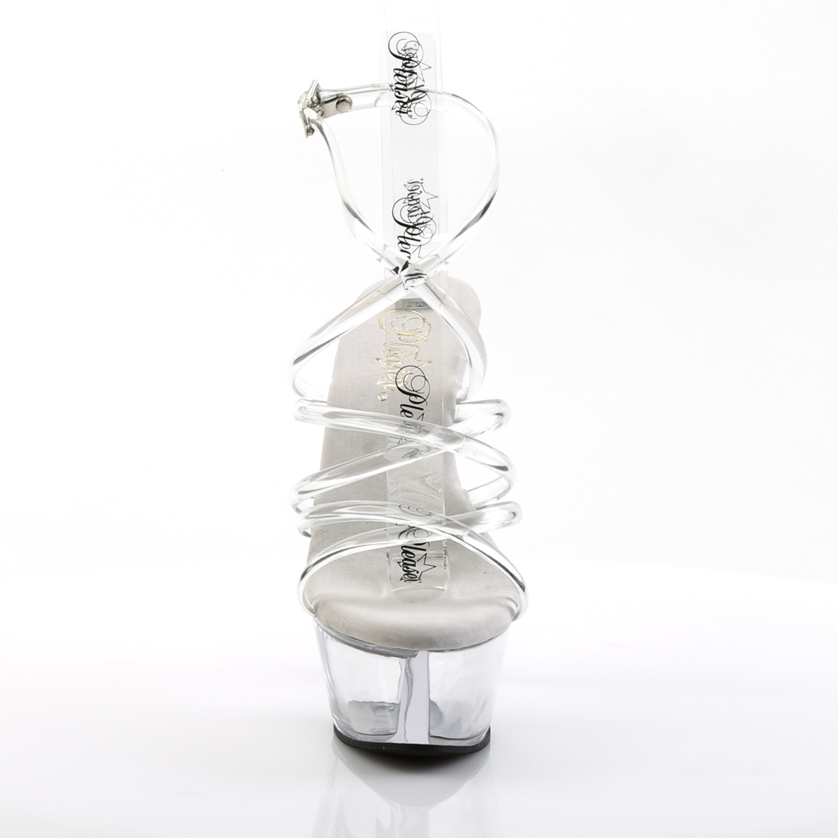 Pleaser Kiss-206 C/M - Priehľadné sandále na platforme s vysokými podpätkami