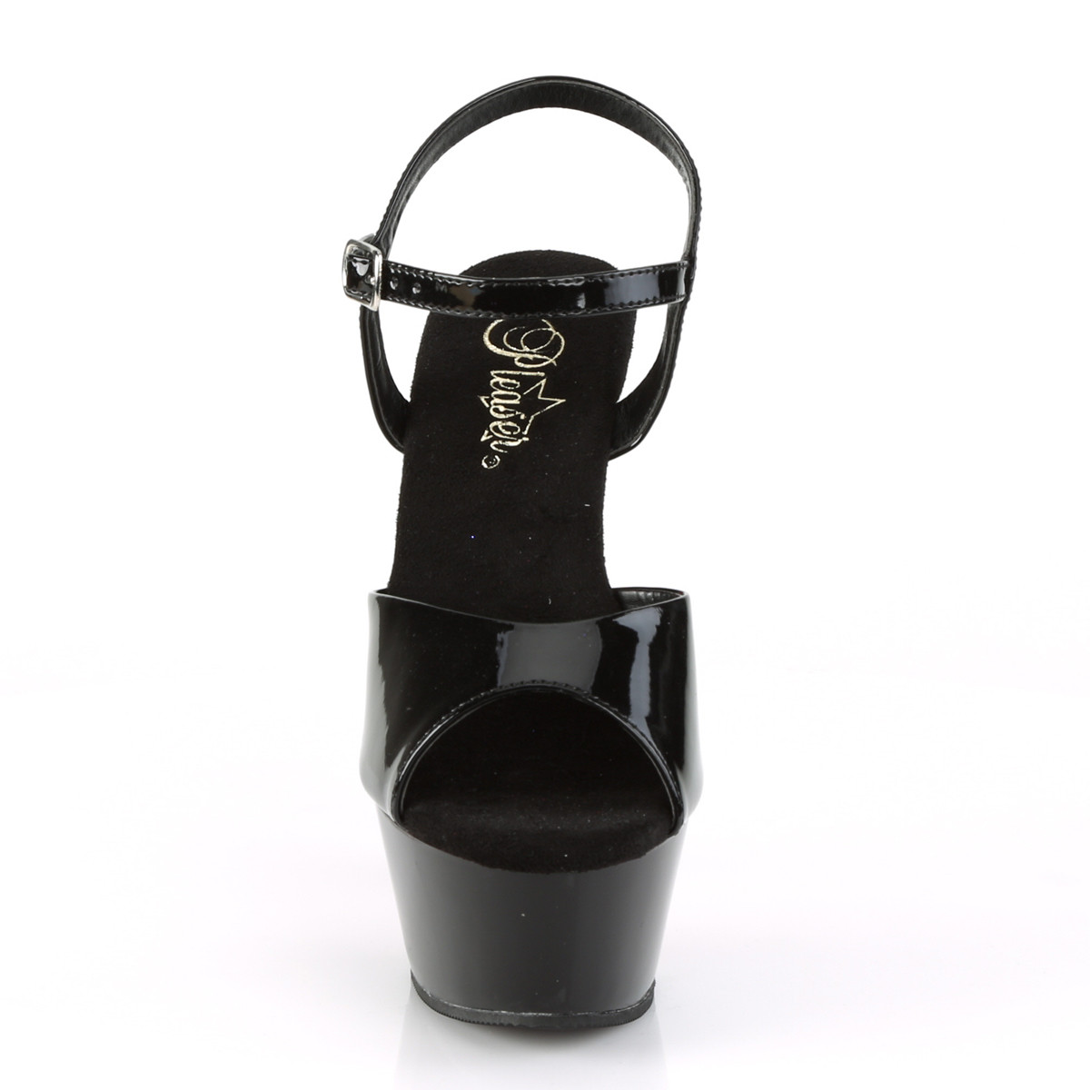 Pleaser Kiss-209CRS B/B-RRS - Lesklé čierne sandále na platforme s vysokými podpätkami
