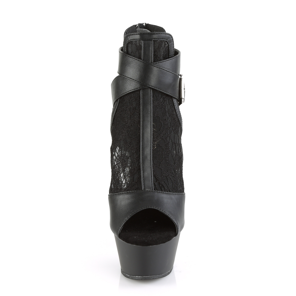 Pleaser Kiss-257 BPU-LC/M - Čierne kotníkové topánky na platforme s vysokými podpätkami