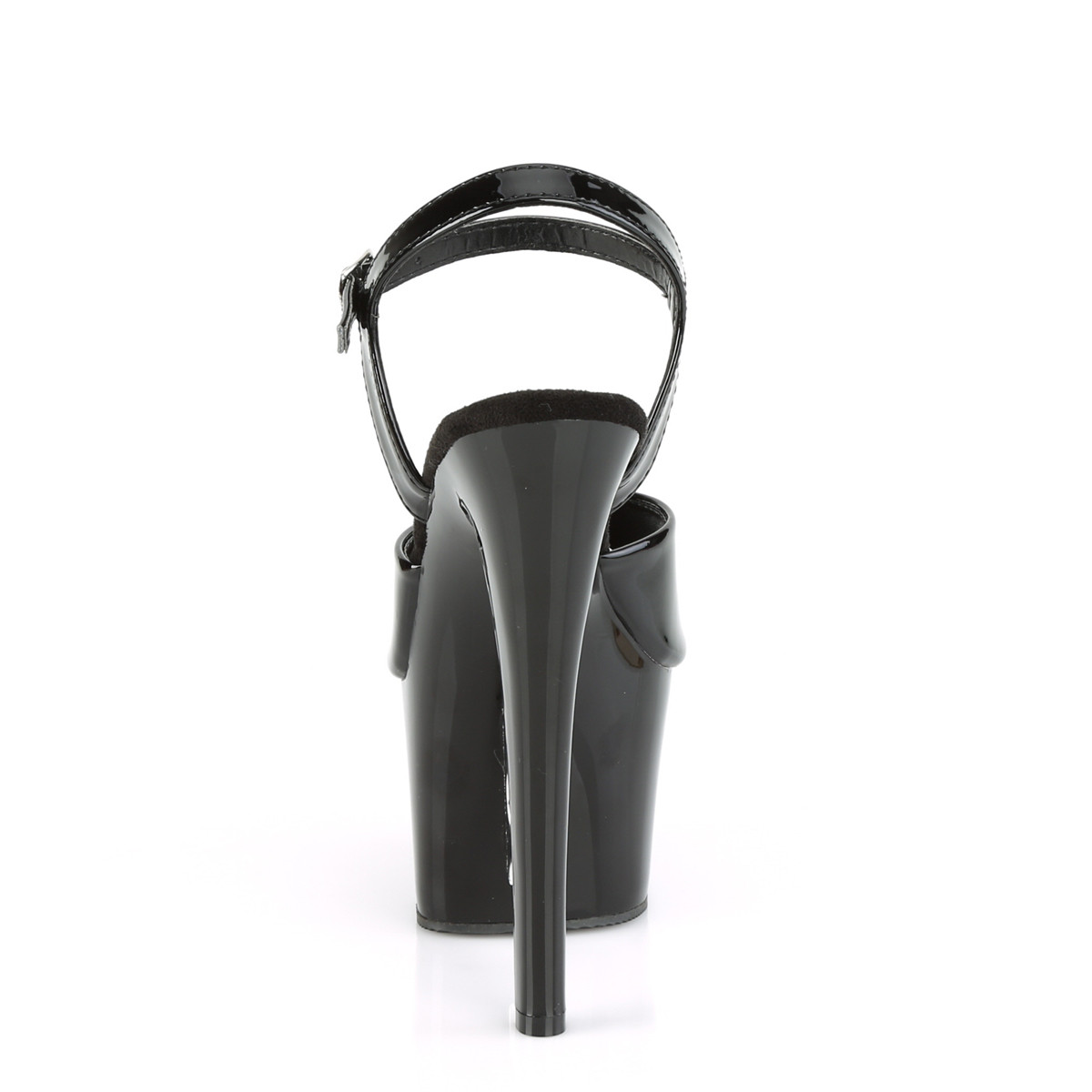 Pleaser Knucks-709 B/M - Lesklé čierne sandále na vysokej platforme