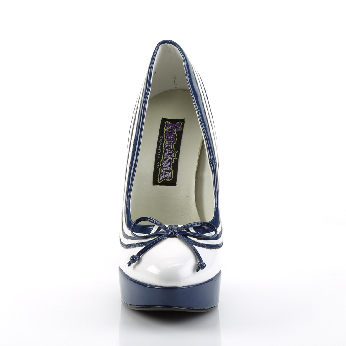 Funtasma Lolita-13 W-NB - Lesklé biele lodičky na vysokom podpätku