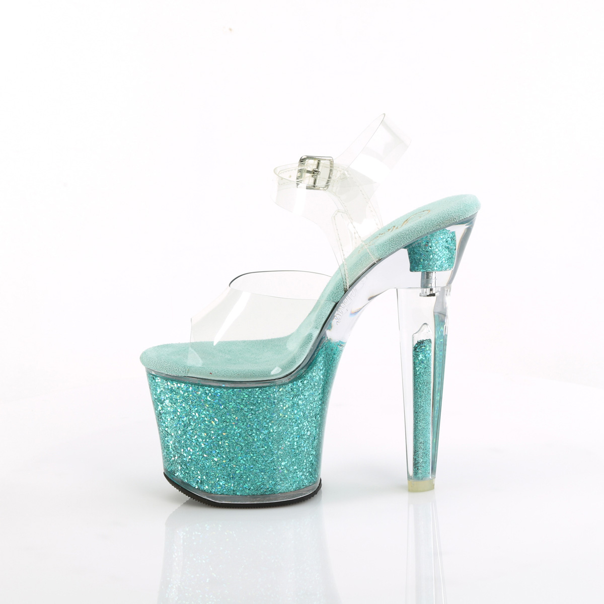 Pleaser Lovesick-708SG C/AQG - Priehľadné sandále na vysokej platforme