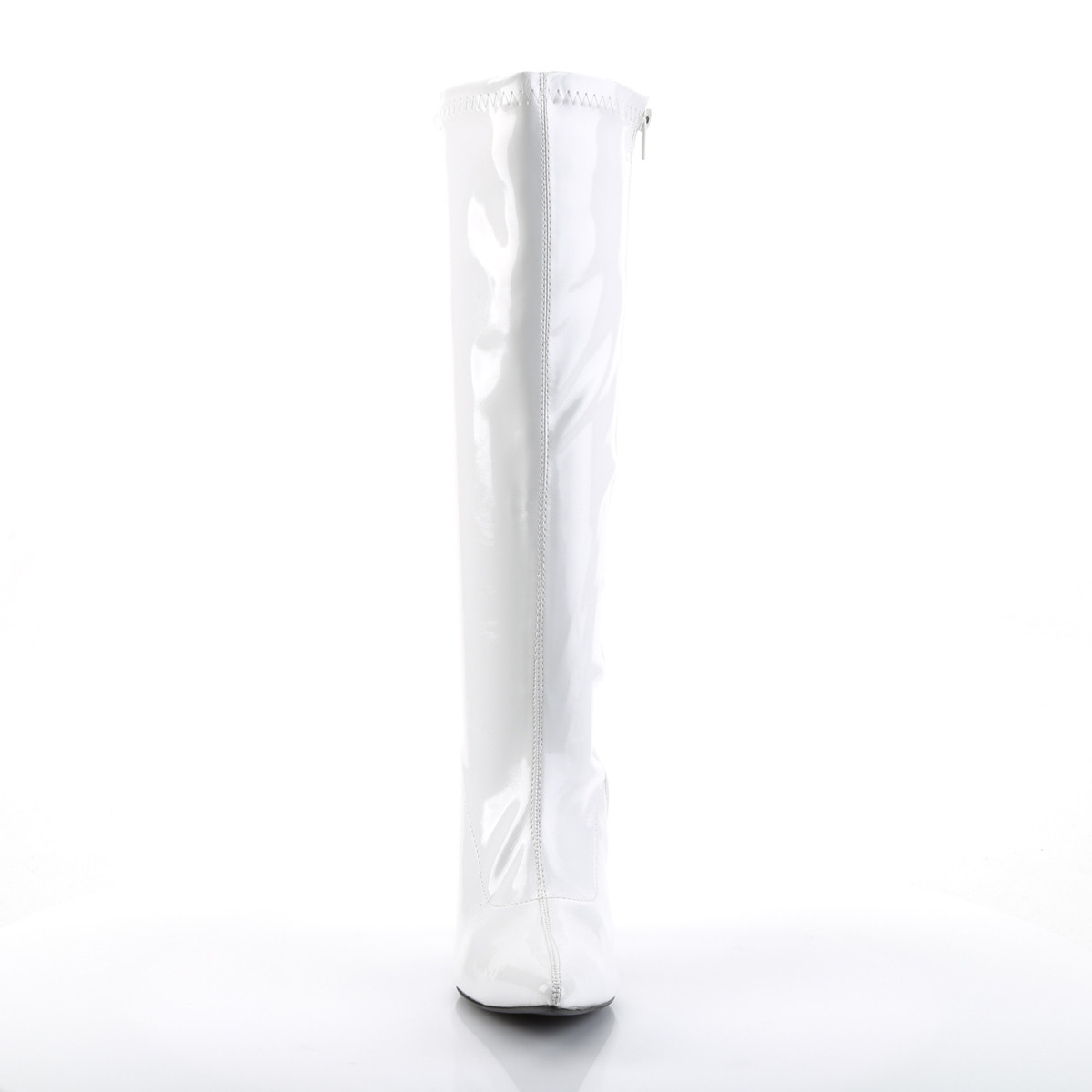 Funtasma Lust-2000 W - Lesklé biele čižmy na podpätku