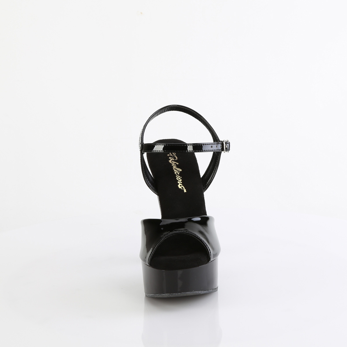 Fabulicious Martini-509 B/M - Lesklé čierne sandále na platforme s vysokými podpätkami