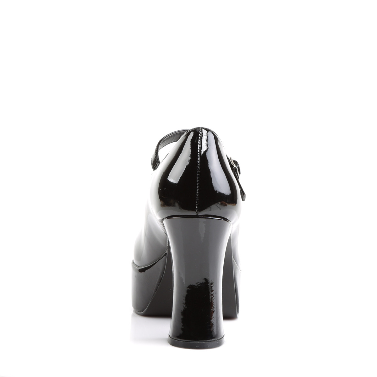 Funtasma Maryjane-50X B - Lesklé čierne topánky typu mary jane na platforme s vysokými širokými podpätkami pre širšie chodidlo