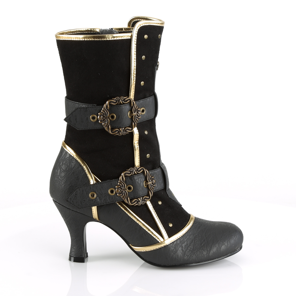 Funtasma Matey-205 BPU-MF - Čierne kotníkové čižmy so širokými podpätkami