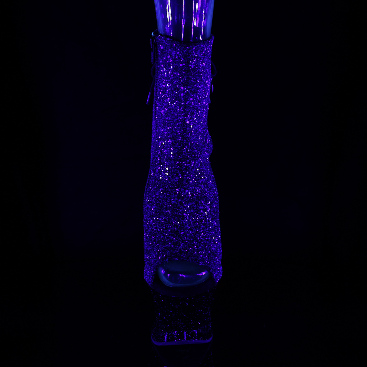 Pleaser Moon-1018MER PP-BG/B - Fialové čižmy s otvorenou špičkou na vysokej platforme