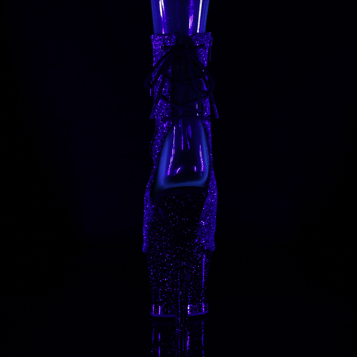 Pleaser Moon-1018MER PP-BG/B - Fialové čižmy s otvorenou špičkou na vysokej platforme