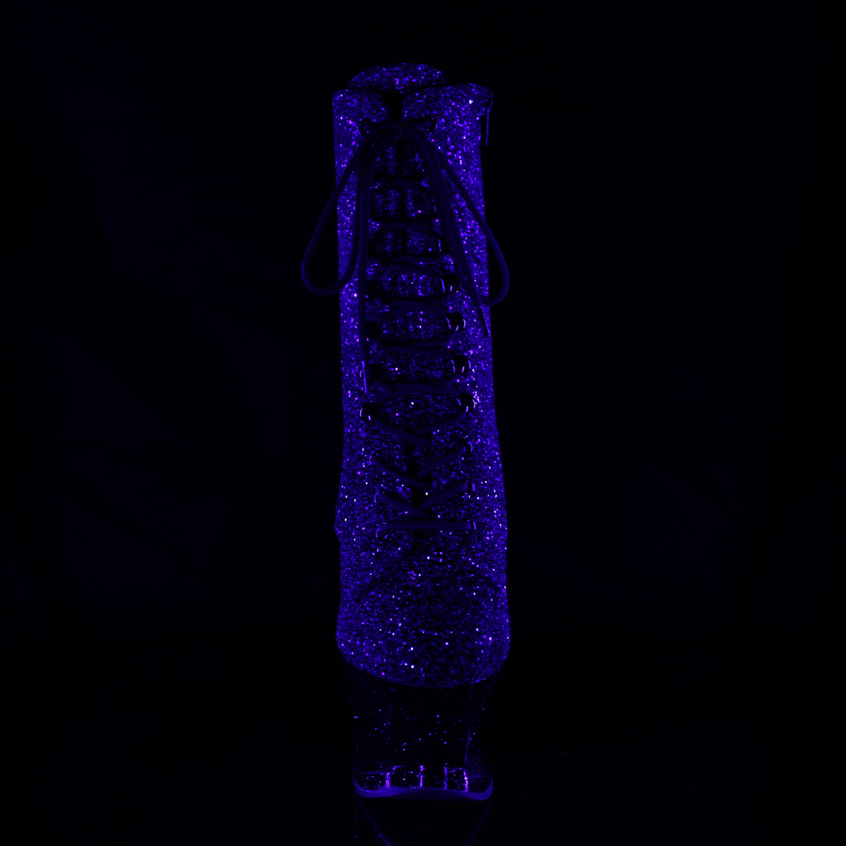 Pleaser Moon-1020MER PP-BG/B - Fialové kotníkové čižmy na vysokej platforme